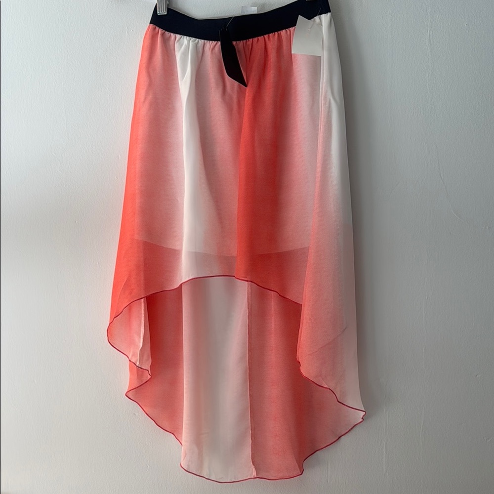 Orange and White Maxi High-Low Skirt for Casual Wear